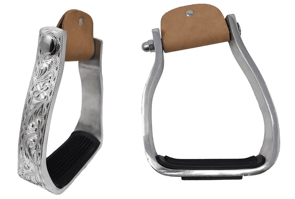 PRORIDER-Challenger-Western-Engraved-Angled-Sloped-Barrel-Aluminum-Saddle-Stirrups-51140