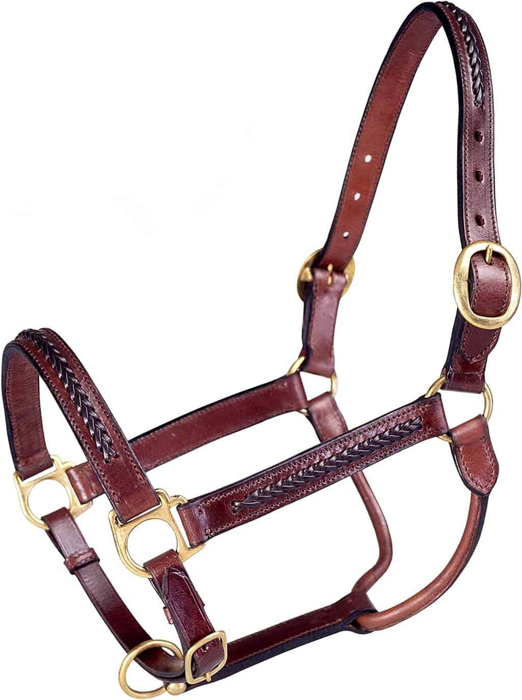 Tough 1 Royal King Braided Leather Halter, Brown , Horse