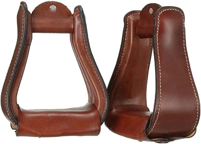 Tough-1 Wide Leather Covered Stirrups