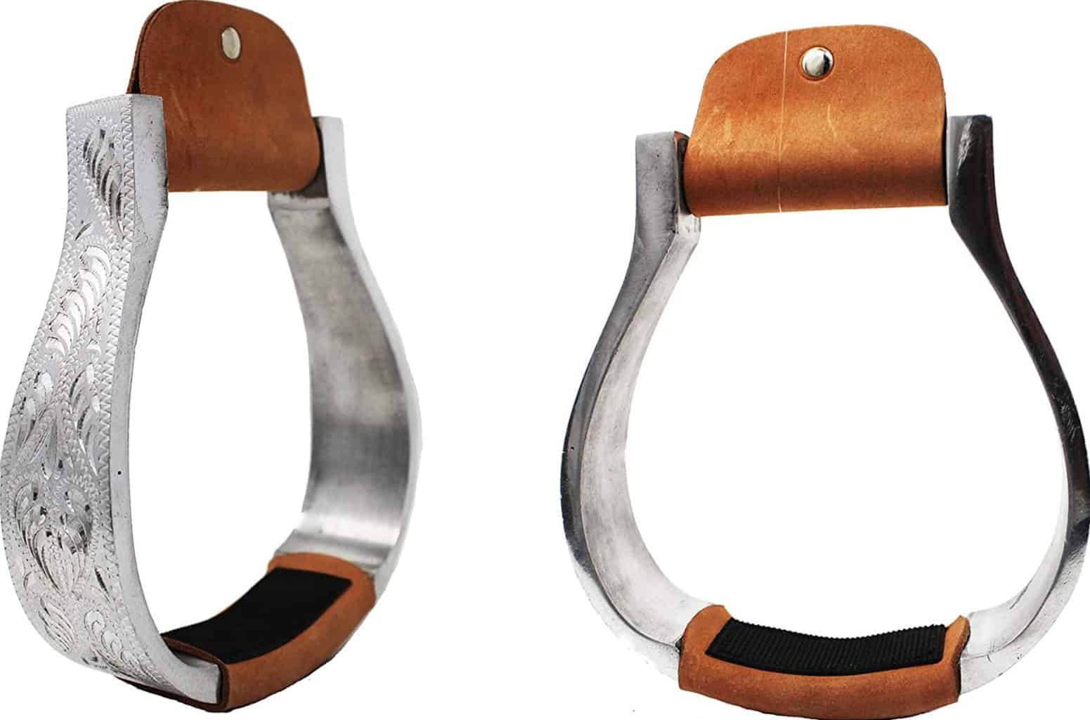 CHALLENGER Horse Saddle Stirrups Western Saddle Aluminum Engraved Oxbow Stirrups